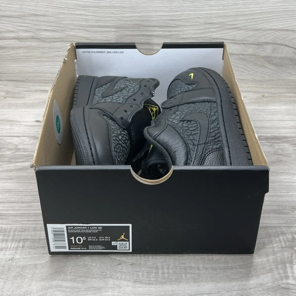 Nike Air Jordan 1 Low SE Black Tour Yellow New Men Size 10.5